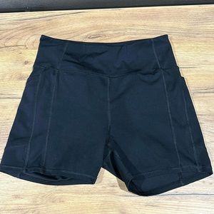 Amazon black yoga shorts with deep pockets 4 inch inseam running hiking